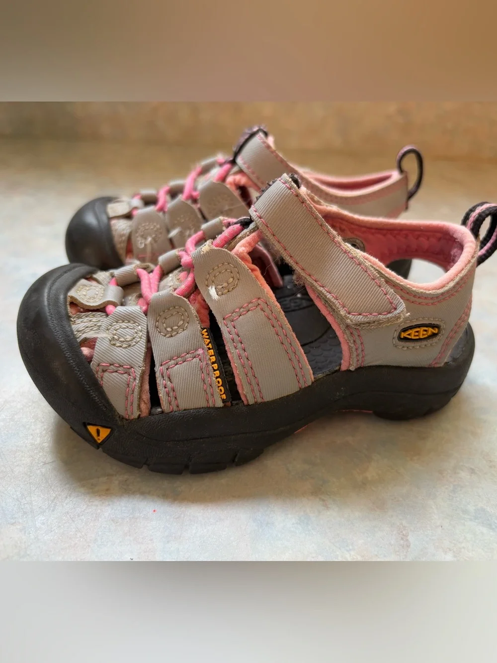Keen Kids Gray and Pink Closed-Toe Hiking Sandals